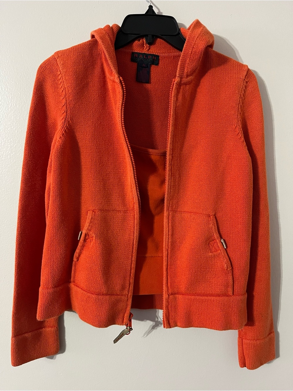 Ralph Lauren Orange Knit Zip Hoodie Jacket w/Matching Tank Top Sz M
